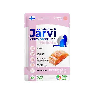 Пауч, кусочки в желе для здоровой кожи и шерсти (лосось)
