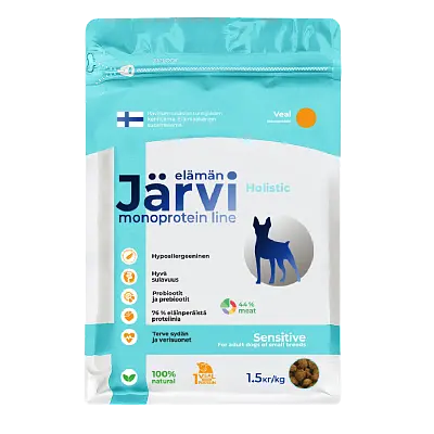 Сухой монопротеиновый полнорационный корм для собак мелких пород с чувствительным пищеварением (телятина)